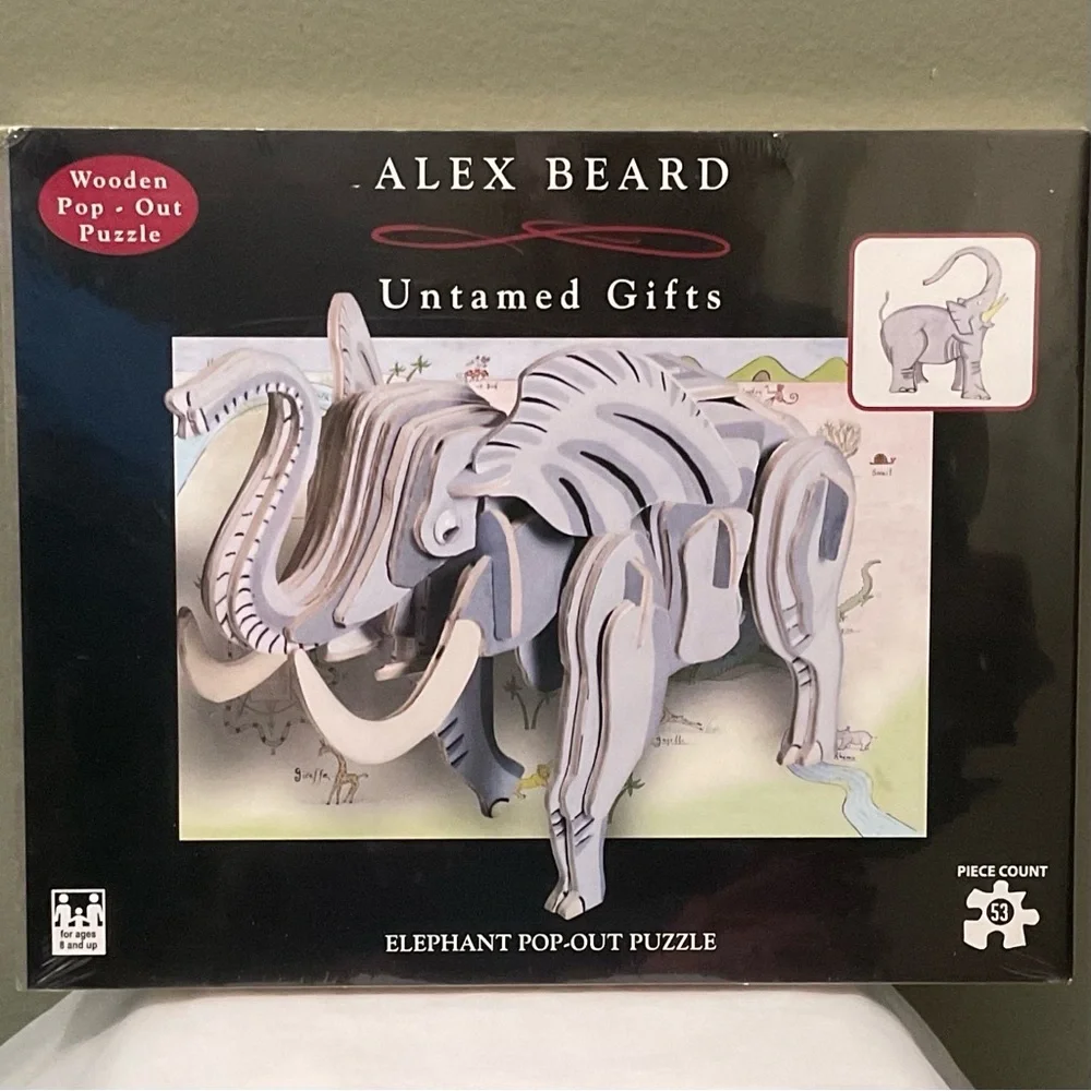 Alex Beard Untamed Gifts ELEPHANT Pop-Out Puzzle 3-D Wooden Puzzle 2010 New - Picture 1 of 5